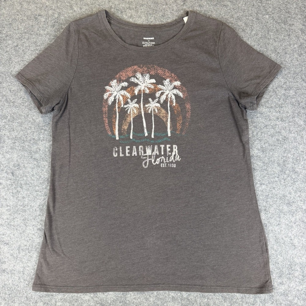 Sonoma Clearwater Florida Graphic T Shirt Palm Tree Gray M